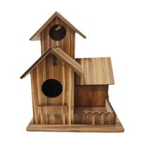 Thickened Wooden Bird House 3 Chambers Bird Villa Nest Bird Cage Wild Birds Habitat  Patio ruda