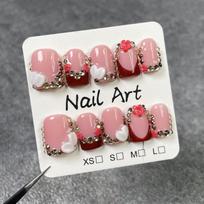 Short Square Press-On Nails With Floral French Design Soft Nude Pink Thin Natural-Looking Daily Wear Small