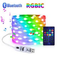 USB „Bluetooth“ LED girliandos lemputė Kalėdų vestuvių vakarėlio dekoravimo lempa Dream Color Fairy Lights RGBIC Vaikų dovana 5M
