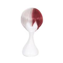 High Quality Boku no Hiro Akademia Shoto Todoroki Shouto Cosplay Wig Silver White Red Wigs + Keychain + Wig Cap One Size