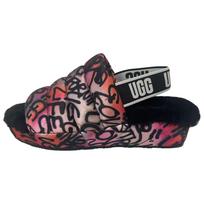 UGG PUFF YEAH POP GRAFFITI Satin One Strap Sandals Women's Multicolor 1105321-MULT 38