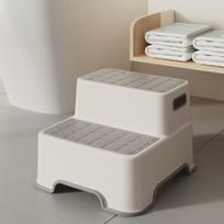 Portable Step Stool Bathroom Anti Slip Two-step Ladder: Suitable for Toilet Training and Sink - Plastic, No Electricity Required pilka spalva