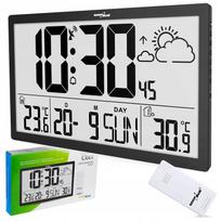 GreenBlue meteorologinė stotelė su dideliu LCD sieniniu laikrodžiu ir išoriniu jutikliu