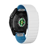 Magnetic Silicone Strap for Garmin Fenix 7/7X/6/6X Pro/5X/5 Pro Quick Fit 22/26mm Luxury Bracelet for Gen 2/Enduro 2/Descent Mk1 22 mm balta