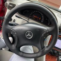 Rankomis siuvama neslystanti dirbtinės odos pintinė vairo apdanga Mercedes Benz W203 C-Class 2001-2007 m. Automobilio priedai Black Thread