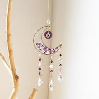 Wholesale Sun Catcher Wind Chimes Home Garden Decor Crystal Suncatcher Amethyst Evil Eye Suncatcher (as the picture,40cm length)