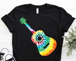 Hippie Rainbow Tie Dye Ukulele Guitar Peace Shirt, Vintage Retro Costume Hippy Soul Gift, Music Festival, Tank Crop Top, Birthday Present, 150