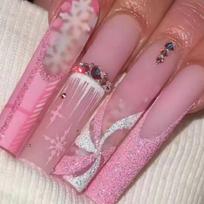 24pcs Removable Press-On Nails Long Coffin Shape French Tip Sweet Style Christmas Wear Gel Nail Tips