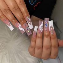 3D Floral French Tip Press-On Nails Set Women 24pcs Reusable Acrylic Nail Tips With Glue Or Jelly Adhesive Gel Adhesive Type