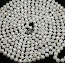 Long 50  8-9mm Natural White  Cultured Pearl Beads Hand Knotted Necklace