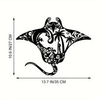Coastal Charm Metal Manta Ray Wall Art - Beach-Themed Decor. Surfboard, Waves, Starfish & Palm Silhouette. For Living Room. juoda