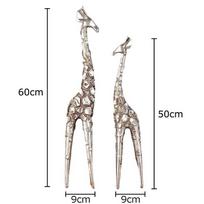 Vintažinė sidabrinė žirafos statulėlė Ornamentai Stalo dekoracija Abstraktaus gyvūno žirafos skulptūra Dervos amatai Kambario estetinė dekoracija gray