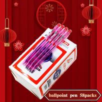58pcs Black Blue Red 0.7mm Round Ballpoint Pen Free Horse 309 Round Ballpoint Pen Quick-drying Writing Smooth raudona