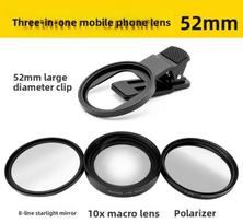 52mm Smartphone Use Camera Lens 3-In-1 Set Macro 10X Filter 8 Star Lines CPL Polarizing Filters juoda
