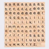 100 VNT. Scrabble raidelių rankdarbiams, „pasidaryk pats“ medinės dovanų dekoracijos gamybai, abėcėlės padėkliukai, Scrabble kryžiažodis, medinės raidžių plytelės 4mm beige