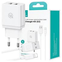 Usams 2Xusb 18W Charger For Iphone 11 12 13 14 With Lightning Cable balta