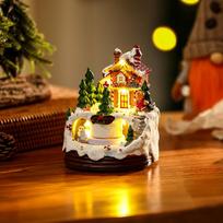 Christmas Decor Light-Up Musical House - Music Box, Resin Cookie Man House, Rotating Train, USB/Battery, Christmas Gift 9.45 inches balta