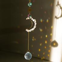 Metal Wind Chimes Decoration Crystal Sun Catcher Wind Chime Hanging Ornament for Home Decor Catching Sun Rays (as the picture,One Size)