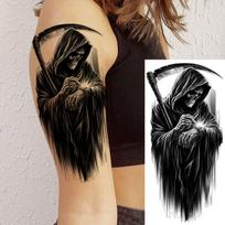 1 Sheet Scary Grim Reaper Pirate Skull Temporary Tattoos Halloween Tatoos Waterproof Realistic Fake Tattoo Stickers Long Lasting China Mainland