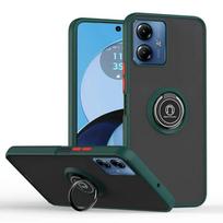 Šarvuotas dėklas Motorola Moto G35 G55 G85 5G E14 G04S G04 G24 G84 G54 G53 Dangtelis Žiedas Magnetinis Laikiklis Stovas Coque Funda Korpusas Capa Moto G84 tamsiai žalia spalva