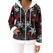 Women's Casual Fashion Long-Sleeved Zip-Up Fleece Hooded Cardigan L juoda