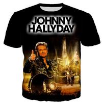Populiariausio pop dainininko Johnny Hallyday 3D spausdinti marškinėliai Vyrams Moterims Roko Atsitiktiniai Gatvės drabužiai Hip Hop Harajuku Viršutiniai drabužiai XXS