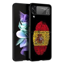 Phone Case for Samsung Galaxy Z Flip 3 4 5 6 7 Folding Black Shell For Samsung Z Flip4 Flip5 PC Hard Cover Spain flag Galaxy Z Flip6