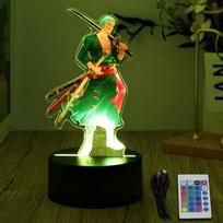 Veiksmo figūrėlės One Piece Luffy Zoro Anime figūrėlės 3D lempa PVC Veiksmų rinkinys Žaislai LED naktinė lemputė Vaikui Kalėdinė dovana USB