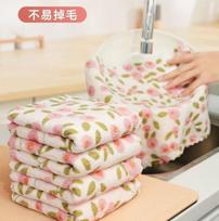5pc Kitchen Cleaning Cloths Set 30x30cm Soft Absorbent Multipurpose Dish Towels Floral Pattern Durable Fabric for Household Use One Size rožinė