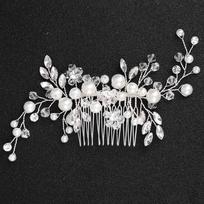Bridal Hair Comb Crystal Hairpin Wedding Headpiece Pearl Decorative Hair Accessory for Brides and Special Occasions with Floral Design One Size