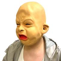 Crying face latex mask, prank party mask One size fits all adults smėlis