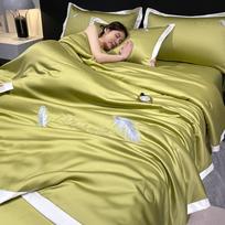 Water Wash Ice Silk Embroidery Summer Cool Quilt Air Conditioner Bedding Soft Skin-friendly Thin Blanket 150x200cm 1pc