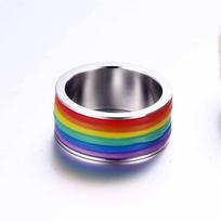 Vaivorykštės Spalvos Žiedai Silikonas Nerūdijantis Plienas Apvalios Formos Žiedas LGBT Piršto Žiedas Madingos Dovanos 7