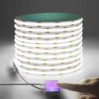 Veidrodinis apšvietimas FCOB LED juostinė lemputė 320 LED jutiklinis pritemdymas lankstus FOB COB LED lemputė RA90 šilta gamta balta linijinė pritemdoma 12v