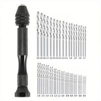 49pcs/set 0.2-3.4mm Hand Drill Set Mini Aluminum Hand Drill Bit Jewelry Craft Manual Drill Woodworking Tools Drill Bit Drilling 49pc juoda