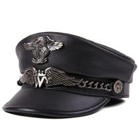 Vintažinė šilta kepurė Vyrai Moteriški Rudens Žiemos Plokščios Karinės beretės Kapitonas Reguliuojamos jūreivio kepuraitės Navy Cap Kepurės vokiško stiliaus kepuraitė L(55-56cm) juoda