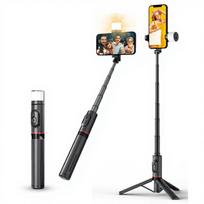 Q12S 723mm Aluminum Alloy Invisible Selfie Stick Tripod with 3 Color Temperature Fill Light Foldable Wireless Remote for Phone juoda