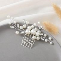 Bride Pearl Silver Color Leaf Hair Comb Clip Pearl Hair Piece Headband Hair Accessories Female Daily Headdress Jewelries