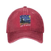 Let it Gogh Funny Vincent Van Gogh Starry Night Unisex Women Unstructured Baseball Cap Painting Distressed Washed Hat Adjustable Adjustable