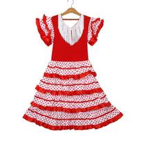 Mergaitės Suknelė Gražus Ispanų Flamenco Šokėjos Kostiumas Vaikams Balandžio Sevilijos Pasirodymai Šokio Apranga XS(2-4 Y) balta