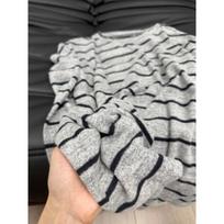 Early autumn commuting wear women's lazy wind chill contrasting color striped long-sleeved T-shirt casual abrasive thickened bottoming top S šviesiai pilka spalva