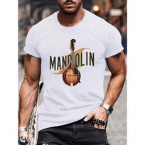 Retro Mandolin Graphic T-Shirt, Men'S Tees, Casual Short-Sleeve Shirt for The Summer Season S balta