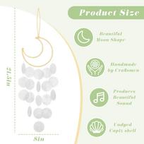 Seashell Wind Chimes for Outside - Handcrafted White Moon Shape Capiz Shells Windchime Bohemian & Coastal Style Decor (as the picture,13*13*6 cm)