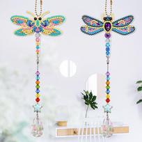 5D Diamond Painting Wind Chime Dragonfly Butterfly Pendant Wall Art Crystal Beaded Home Door Window Decor DIY Crafts
