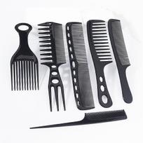 6pcs black hair comb set, hair comb pointed tail comb wide tooth comb African insert comb, men's and women's hair comb
