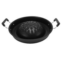 Black Thai BBQ Grill Pan Iron Round Thai Style BBQ Easy to Hold Grill Pan with Side  Home Cooking juoda