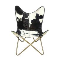 Senovinės karvės odos drugelio kėdė Sleeper Seat Relax Arm Chair sulankstoma 29.5x24x36 balta/juoda