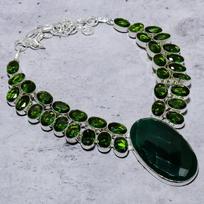 smaragdas(Imituojamas) Peridoto 925 svarų sterlingų sidabro papuošalas Karoliai 18  v1V01