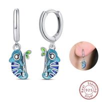 100% 925 Silver Colorful Butterfly Ladybug Rose Bow Pendant Earrings For Women Fashion Anniversary Party Jewelry Gifts