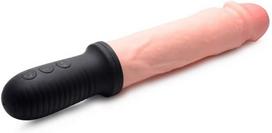 Dildo Master Series Auto Pounder vibruojantis ir stumiantis su rankena, kūno spalvos